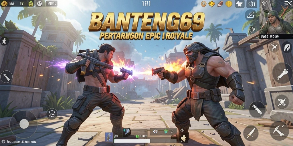Tampilan menarik dari gameplay BANTENG69 di arena Battle Royale.
