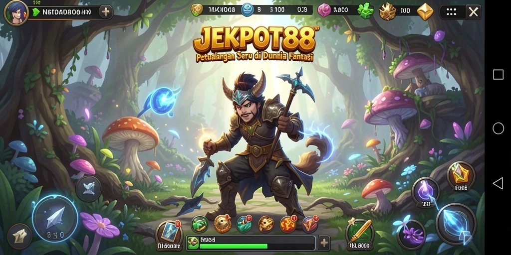 Screenshot gameplay JEKPOT88 menampilkan petualangan menarik dan karakter unik.