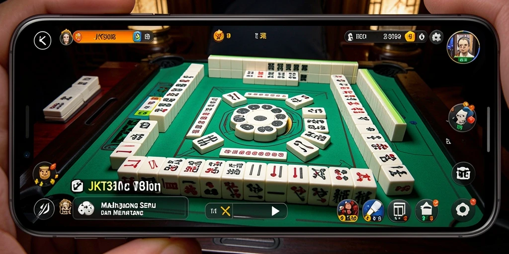 Tampilan gameplay menarik di JKT303 dengan ubin Mahjong berwarna-warni.