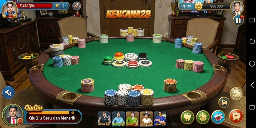 Screenshot utama KENCANA28 menampilkan keseruan gameplay QiuQiu.