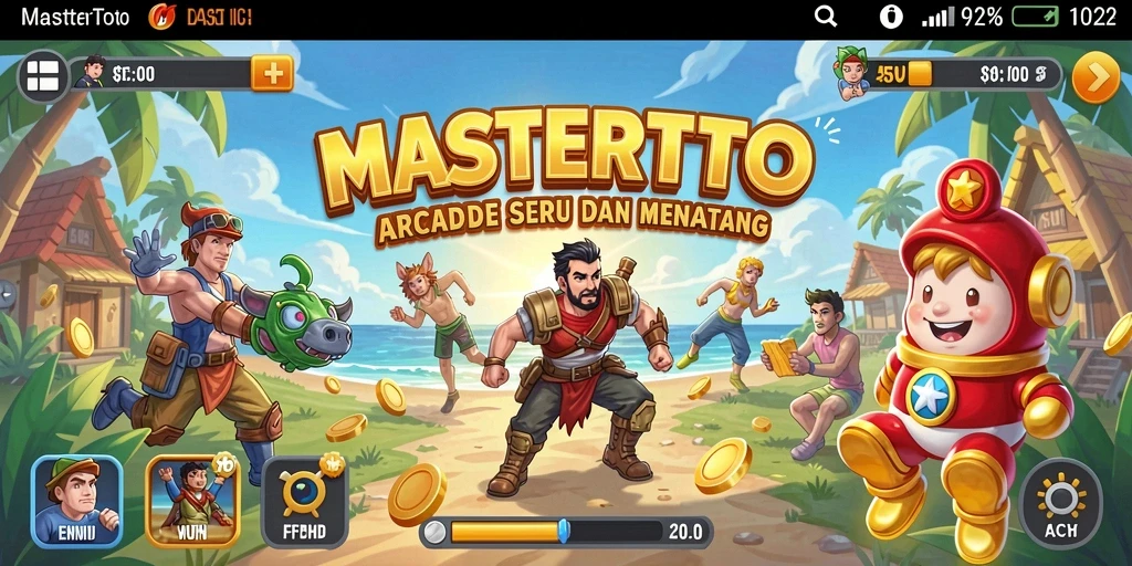Screenshot gameplay MASTERTOTO yang menunjukkan aksi seru dalam permainan arcade.