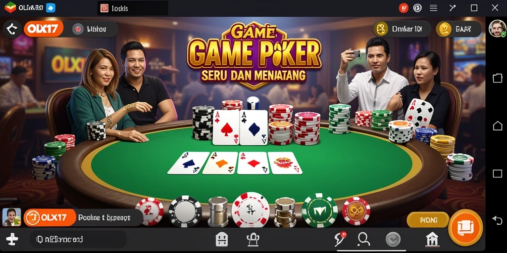 Tampilan gameplay seru dari OLX17 dengan fitur poker menarik.
