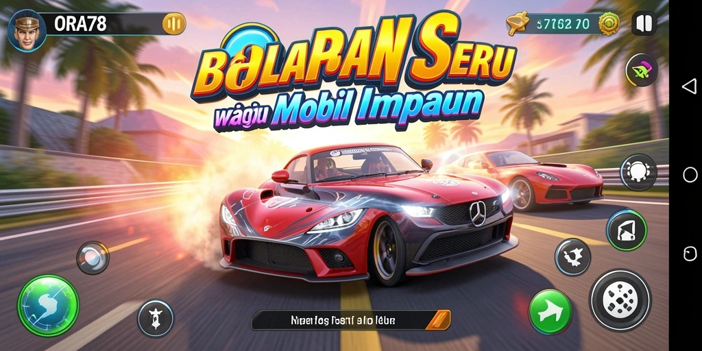 Gameplay seru balapan mobil yang mendebarkan.