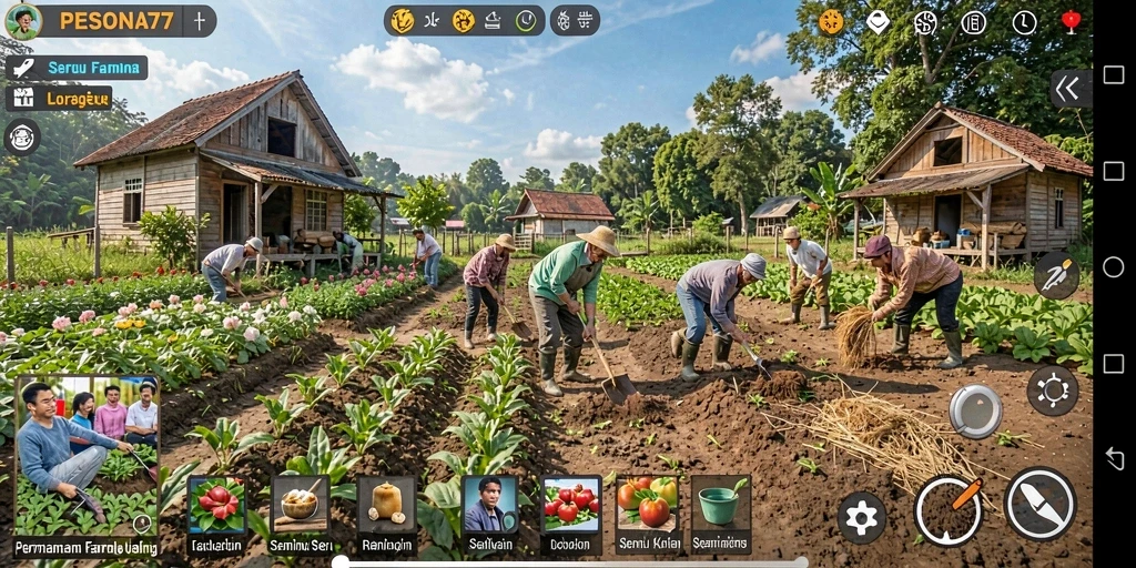 Tampilan menarik dari gameplay <strong>PESONA77</strong> yang menampilkan pertanian aktif.