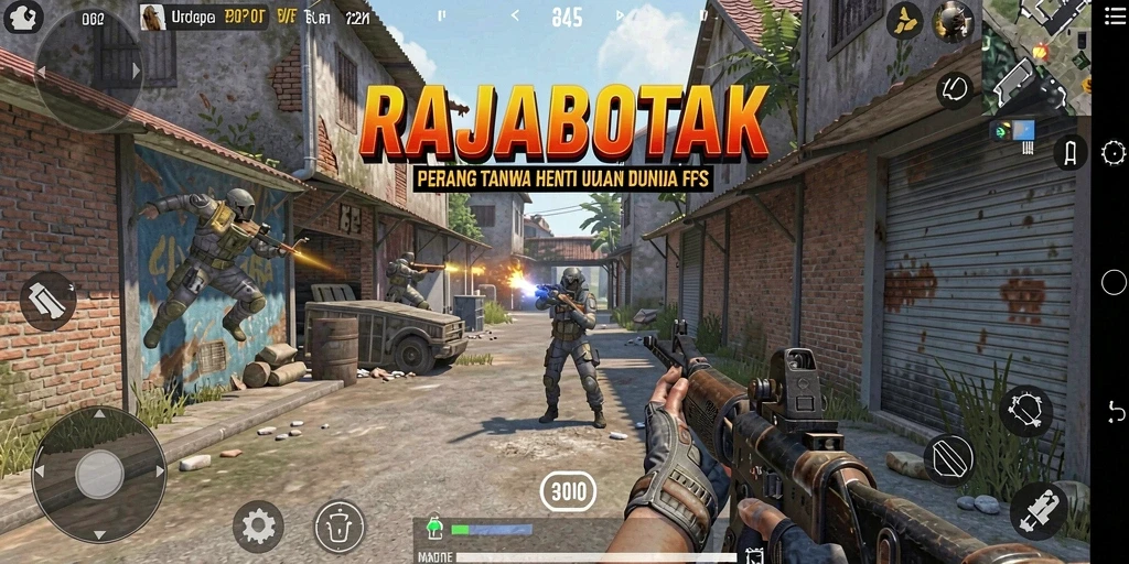 Gambaran gameplay seru dan intens dalam RAJABOTAK FPS.
