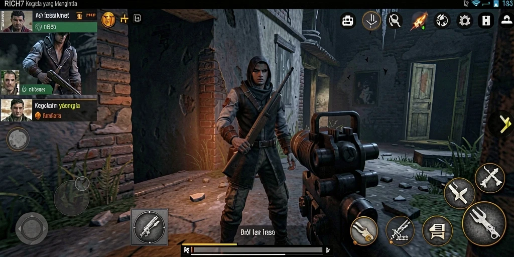 Tangkapan layar gameplay RICH7 yang menunjukkan suasana Horror yang mencekam.