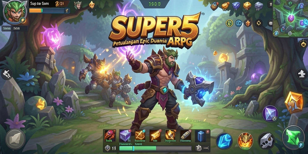 Tampilan gameplay <strong>SUPER5</strong> yang penuh aksi dan petualangan fantastis.