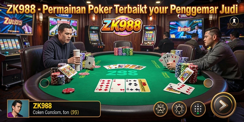 Screenshot gameplay ZK988 menunjukkan pemain asyik bermain Poker.